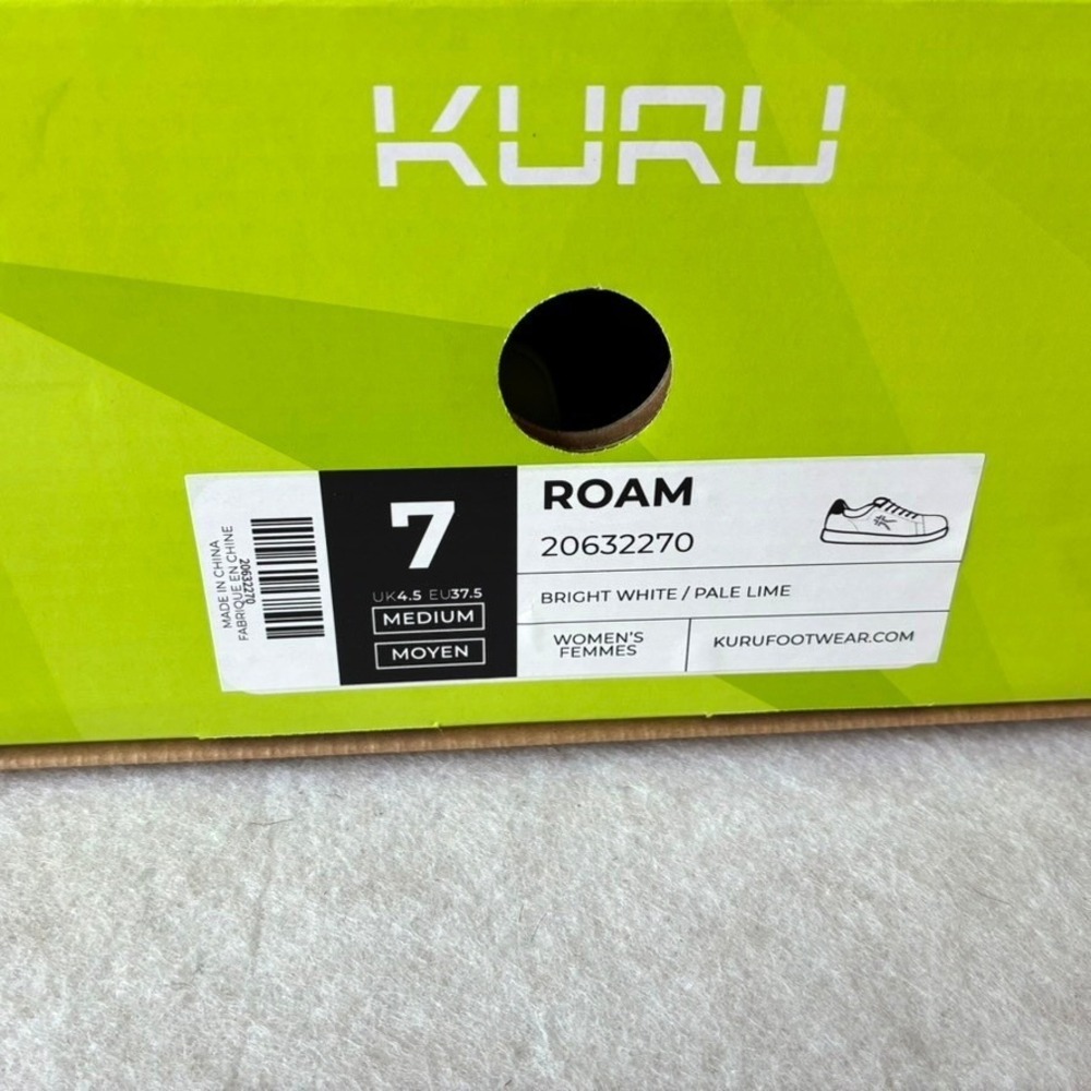 Kuru Roam Bright White Pale Lime Womens 7 Sneakers Orthopedic New in Box - Picture 8 of 9